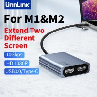 Bộ chuyển đổi Type C/USB3.0 sang Dual HDMI 1080P 60Hz Mở rộng 2 màn hình khác nhau cho Apple M1 M2 Mac Windows Unnlink U1514 